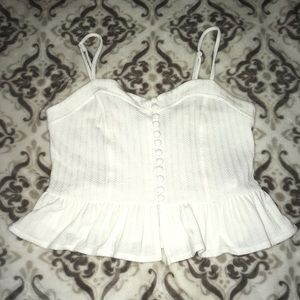 White Buttoned Crop Top